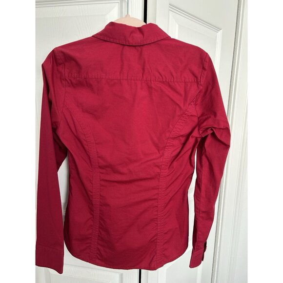 Express The Essential Shirt Button Up Long Sleeve Burgundy Size XS - Picture 4 of 4
